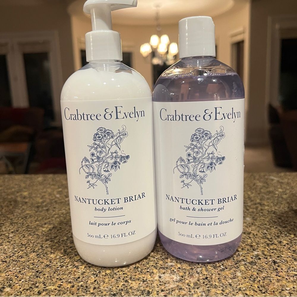 CRABTREE &EVELYN NANTUCKET BRIAR BODY LOTION, BODY WASH (2PIECES) 16.9FLOZ EACH